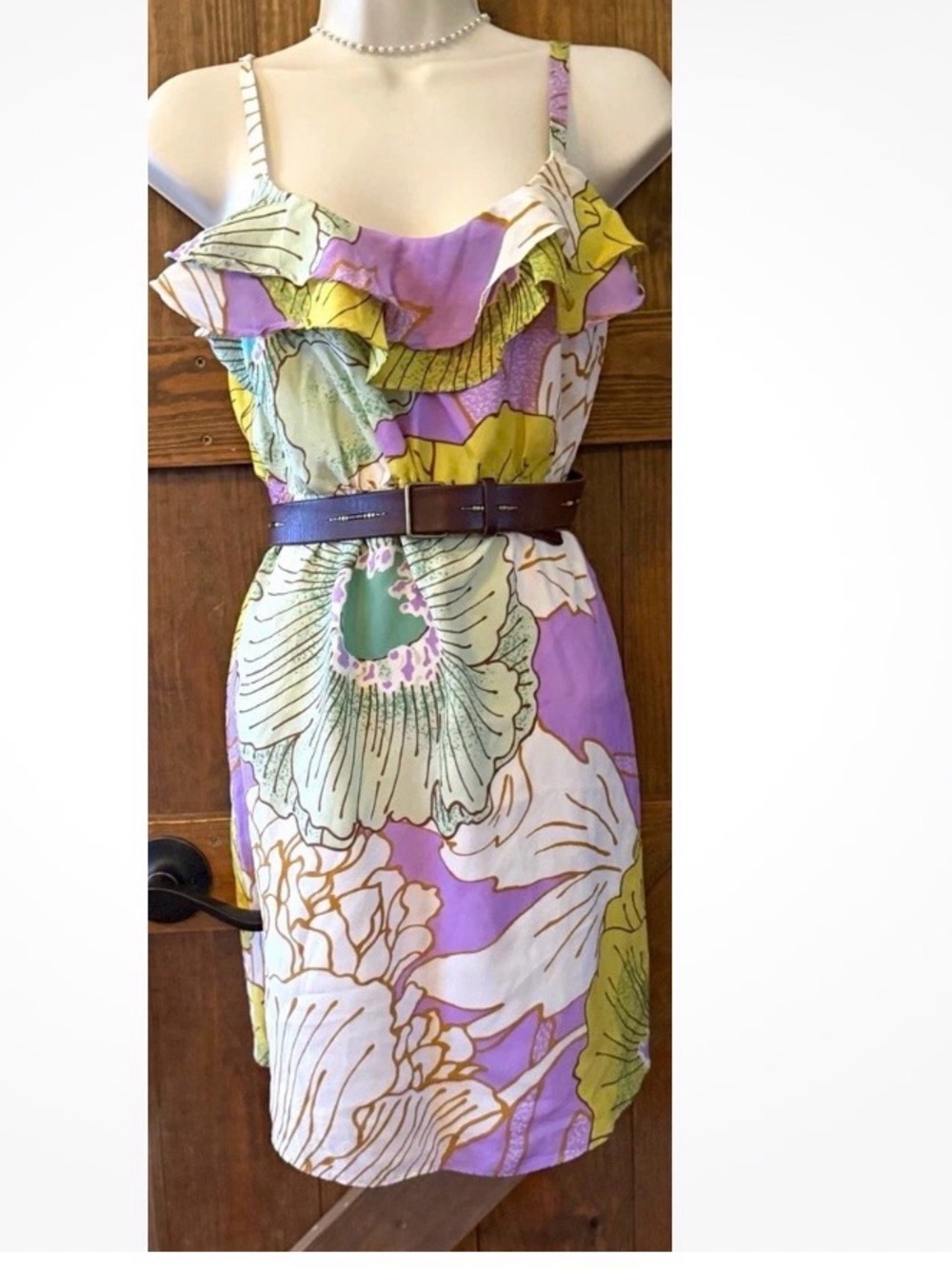 Maeve Lavender, Yellow & Mint Floral Ruffle Midi Dress